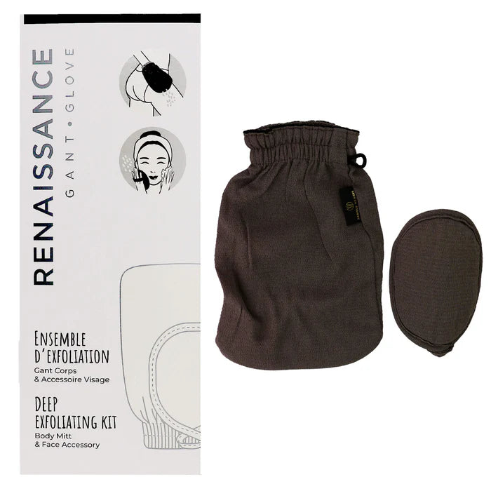 Renaissance Duo Body and Face Exfoliating Glove, Urban Grey