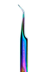 JB Lash Pro Volume Slanted Tweezer, Titanium, Holographic