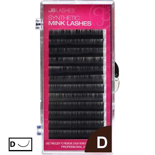 JB LASH FAUX MINK LASHES, D CURL, 0.20X10MM