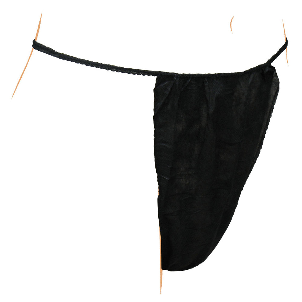 Thong-style panties, disposable, Black, 12pcs