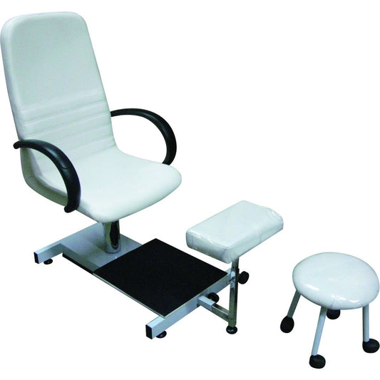 Pedicure Chair with stool, white
