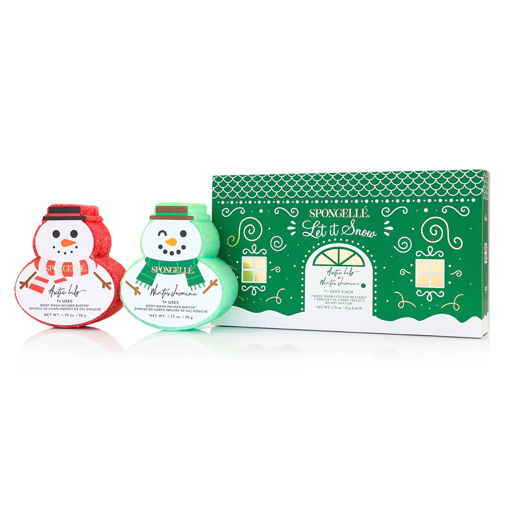 SPONGELLE HOLIDAY SNOWMAN- GIFT SET- LET IT SNOW (ARCTIC LILY & WINTER JASMINE)