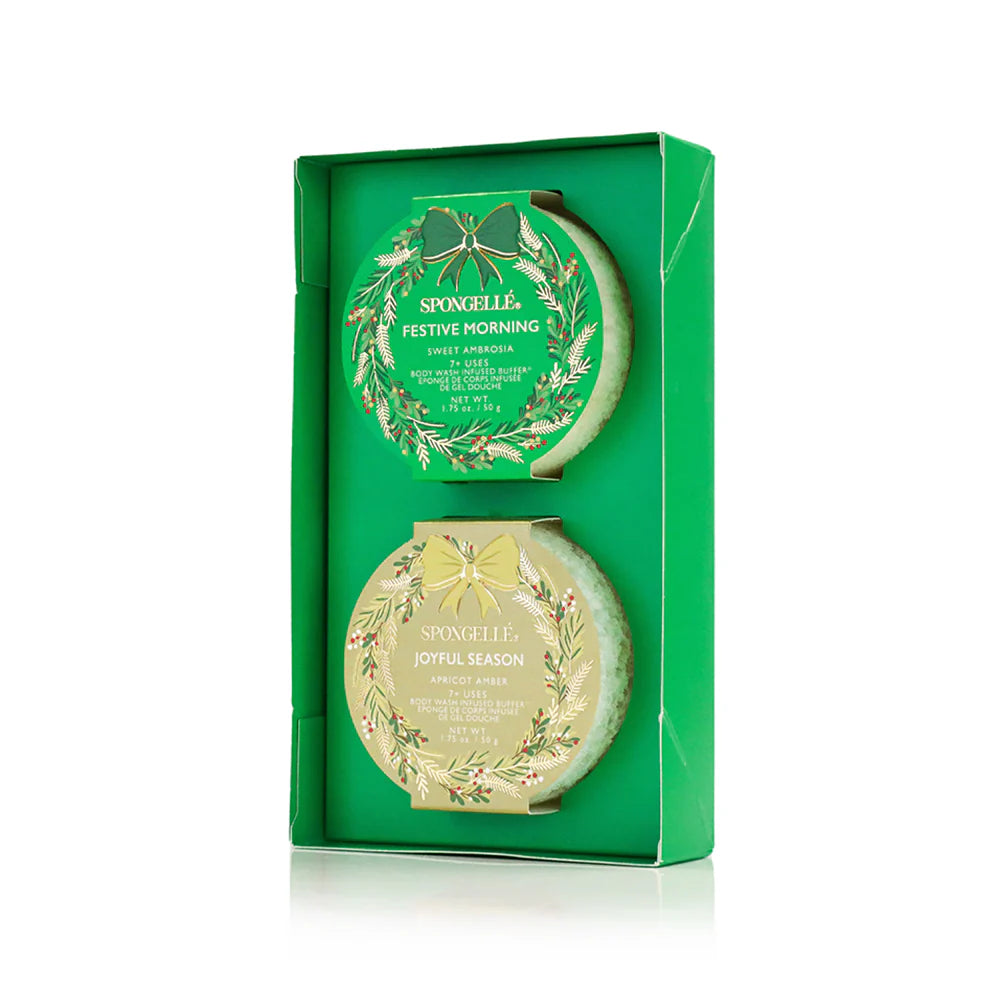 Spongelle Gift Set, Holiday Wreaths, Warmth and Wonder, 2pcs