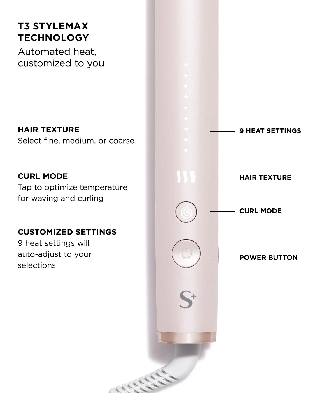 T3 Micro SinglePass StyleMax Flat Iron 1 inch, Satin Blush