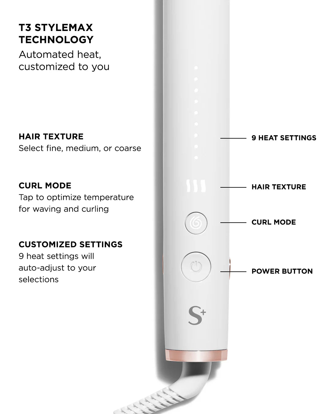 T3 Micro SinglePass StyleMax Flat Iron 1 inch, white