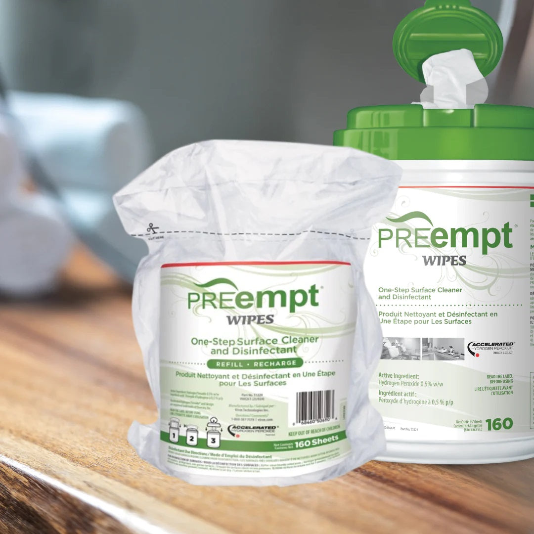 PREempt Surface Disinfectant Wipes, Refill, 6" x 7", 160 wipes