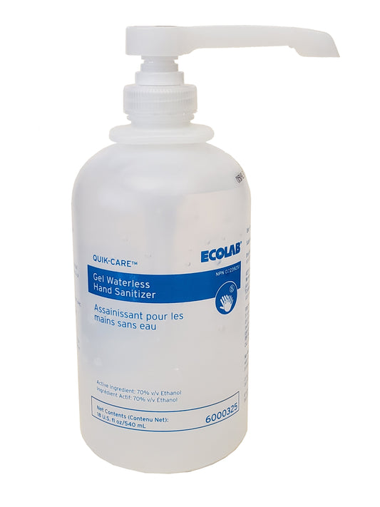 Ecolab Quick Care Gel Waterless Hand Sanitizer, 540ml