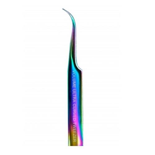 JB Lash Pro Volume Ultra Curved Lash Tweezer, Titanium, Holographic
