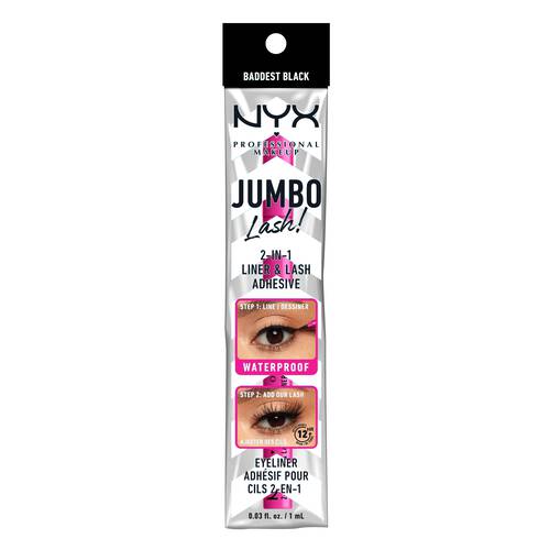 NYX 2 in 1 Liner and Lash Adhesive, Black, 1ml