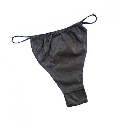 Thong-style panties, disposable, Black, 12pcs