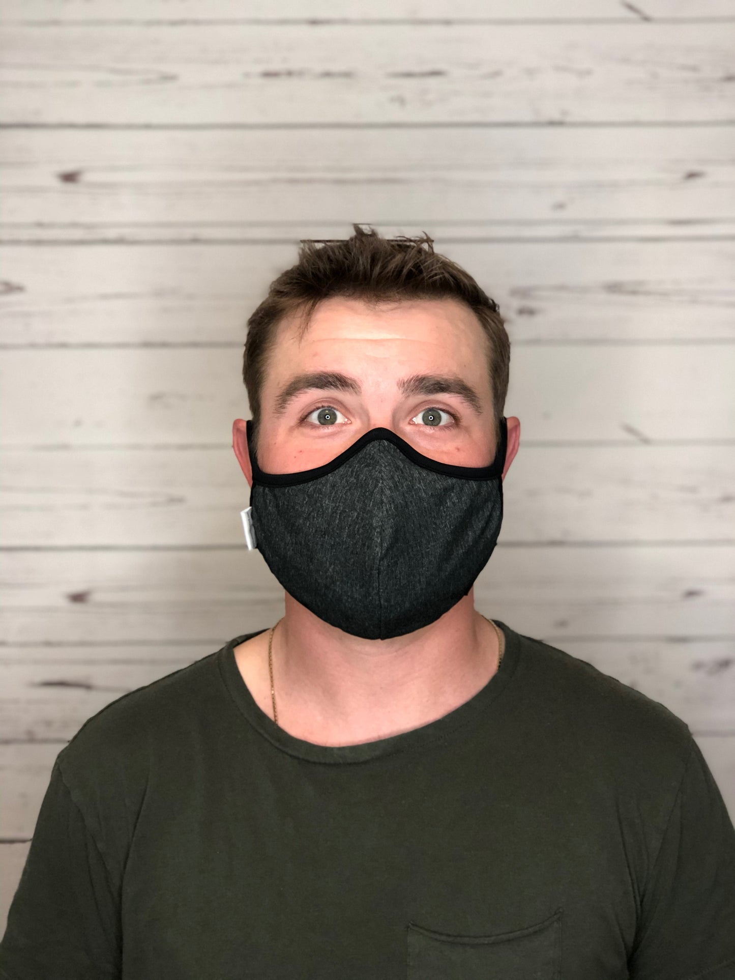 Mens Behind Head Reusable Face Mask, charcoal, each