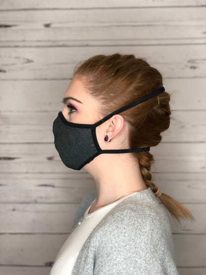 Behind Head Reusable Face Mask, Womens/Youth, Charcoal, each