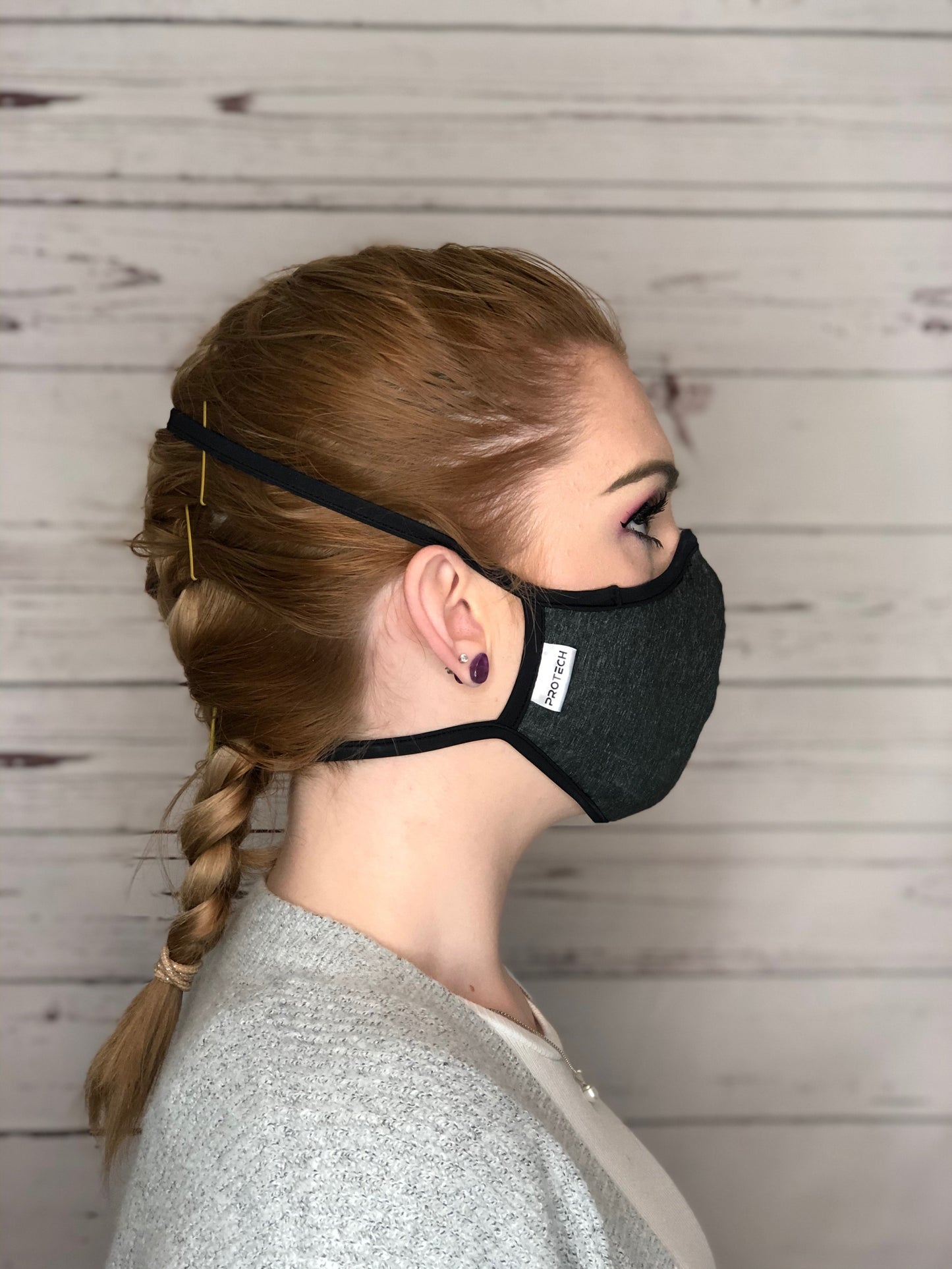 Behind Head Reusable Face Mask, Womens/Youth, Charcoal, each
