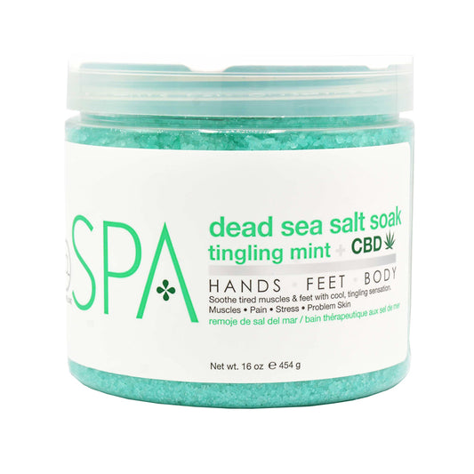 BCL SPA Dead Sea Salt Soak, Tingling Mint and CBD, 16 oz